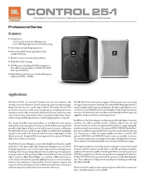 jbl control 25 specs