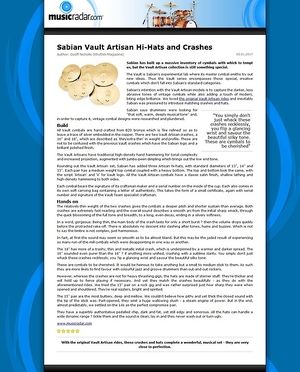 Sabian Vault Artisan Hi-Hats and Crashes