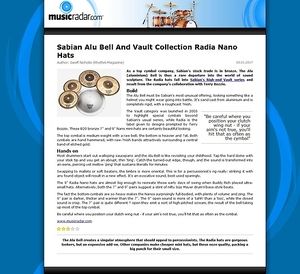 Sabian Alu Bell And Vault  Collection Radia Nano Hats
