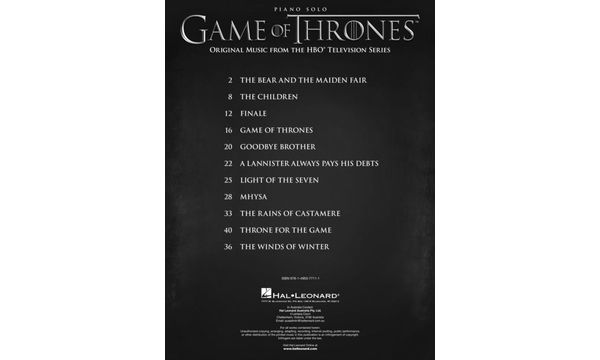 Hal Leonard Game Of Thrones Piano Thomann United States