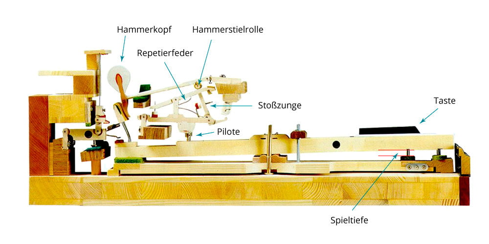 Moderne Repetitionsmechanik beim Flügel Moderne Repetitionsmechanik beim Flügel