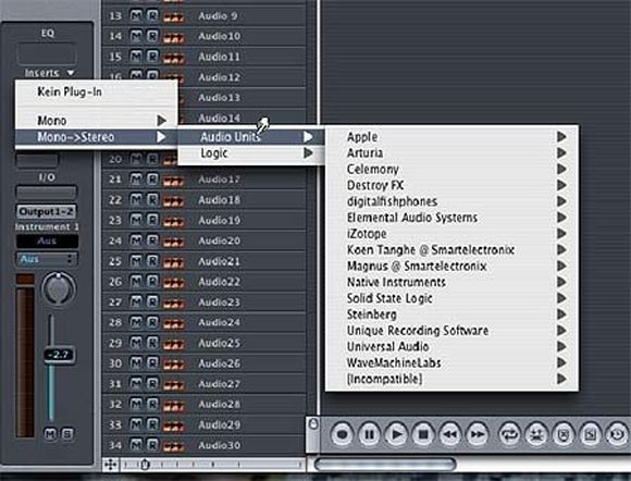 Auswahl an PlugIns