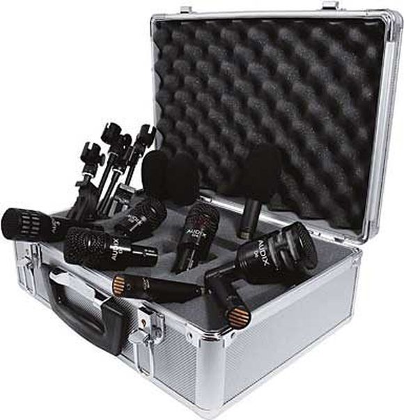 AUDIX DP8 Elite Instrumental Microphone Set with 1x D6 (BassDrum); 1x D4 (FloorTom); 2x D2 (Tomtoms); 1x i-5 (Snare); 2x SCX1-c (Overheads); 1x SCX1-hc (HiHat)